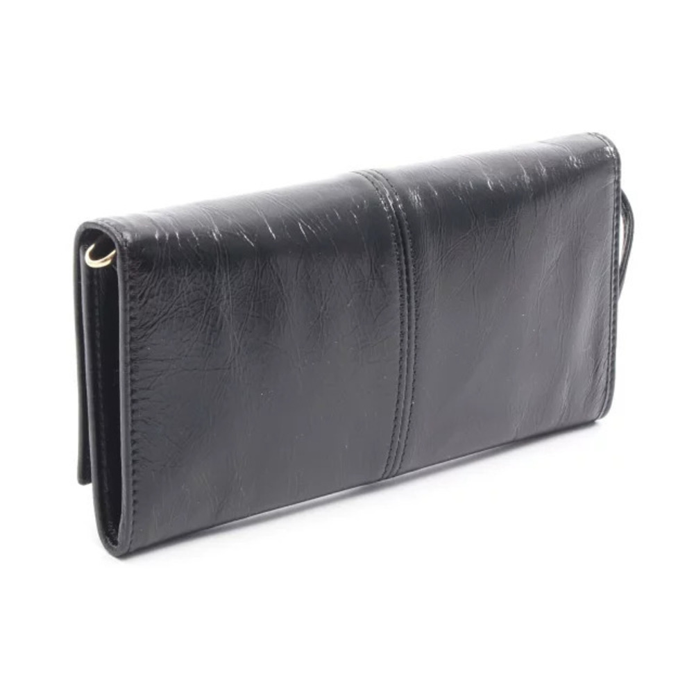 Prada leather shoulder Black strap logo triangle wallet Black